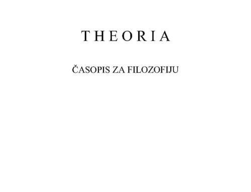 Objavljen je novi broj časopisa za filozofiju Theoria